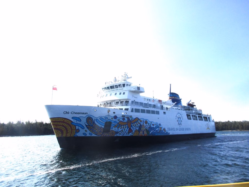 Chi-Cheemaun Ferry arriving in Manitoulin