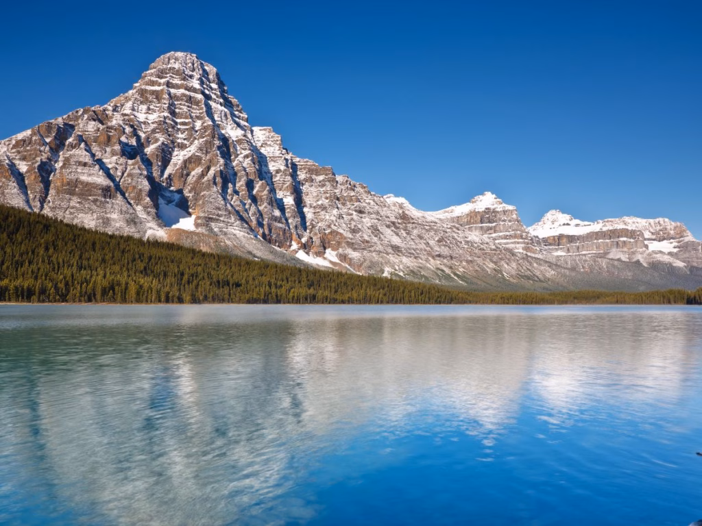 Waterfowl Lake with Mount Chephren in Banff National Park