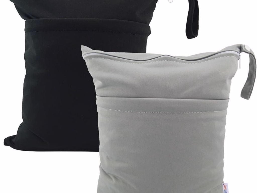 ALVABABY Wet Dry Bags with Two Zippered Pockets Waterfroof Reusable Bag for Swimsuits Wet Clothes Travel Beach Pool Daycare Soiled Baby Items Diaper