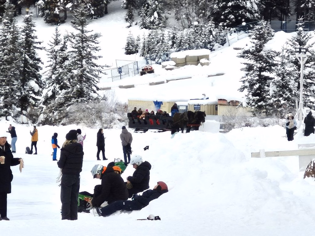Putting on skates and sleigh ride in Lake Louise, Alberta